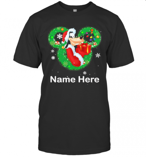 Goofy Dog Mickey Mouse Name Here Christmas T-Shirt