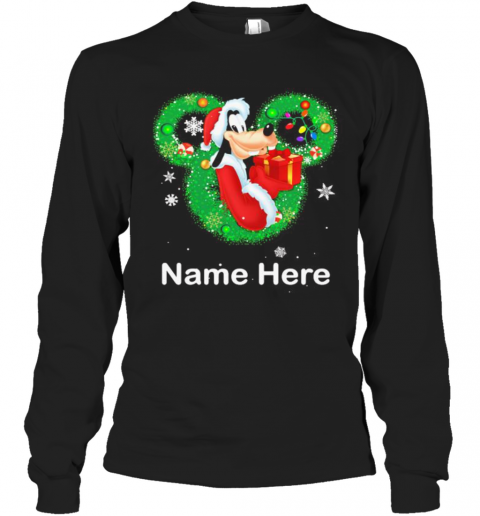 Goofy Dog Mickey Mouse Name Here Christmas T-Shirt Long Sleeved T-shirt 