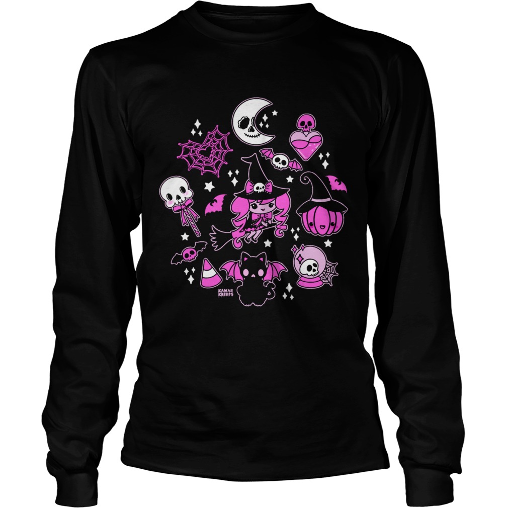 Halloween Doodle Vintage Witchy Magical Pastel Goth Pink Long Sleeve