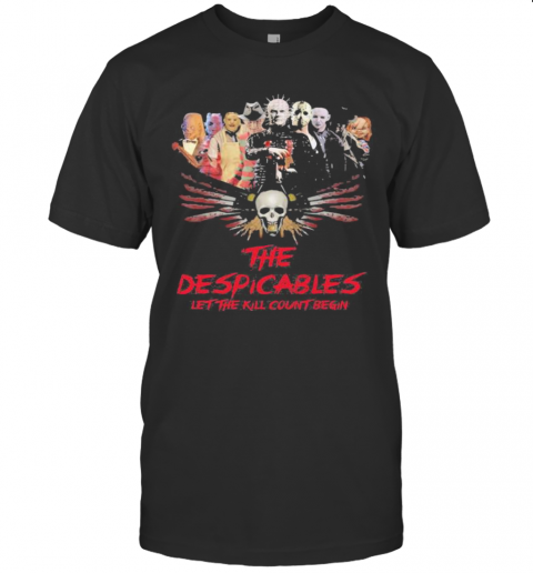 Halloween Horror Characters The Despicables Let The Kill Count Begin Skull T-Shirt