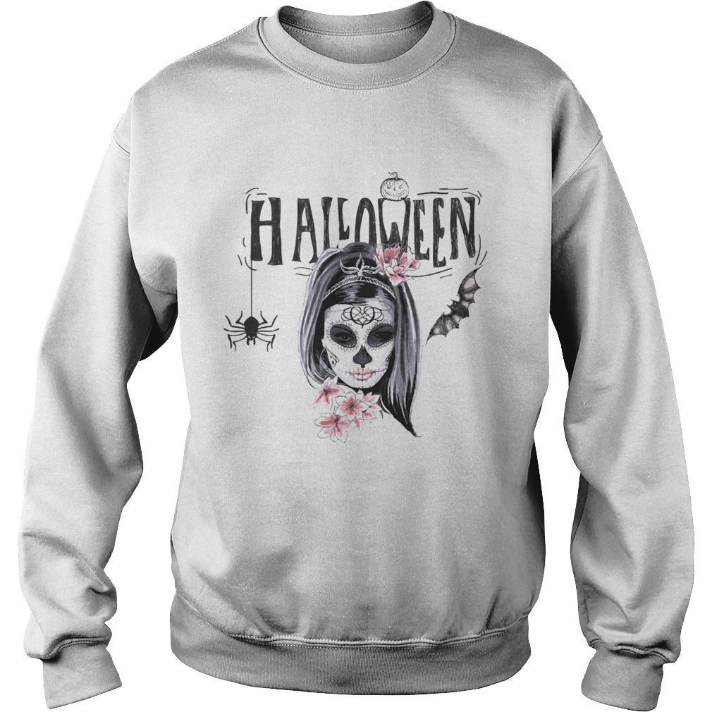 Halloween Sugar Skull Girl Day Of Dead Muertos Sweatshirt