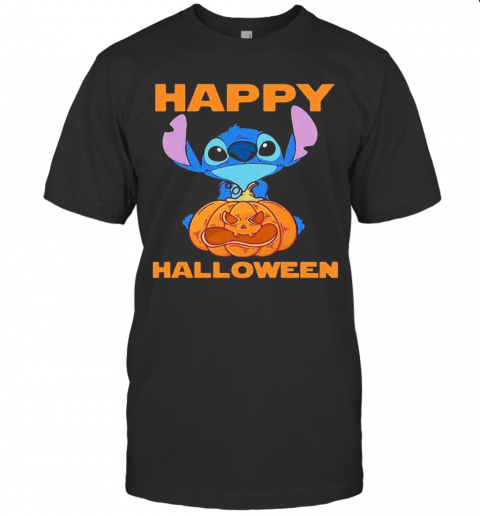 Happy Halloween Stitch Hug Pumpkin T-Shirt