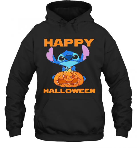 Happy Halloween Stitch Hug Pumpkin T-Shirt Unisex Hoodie