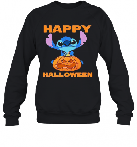 Happy Halloween Stitch Hug Pumpkin T-Shirt Unisex Sweatshirt