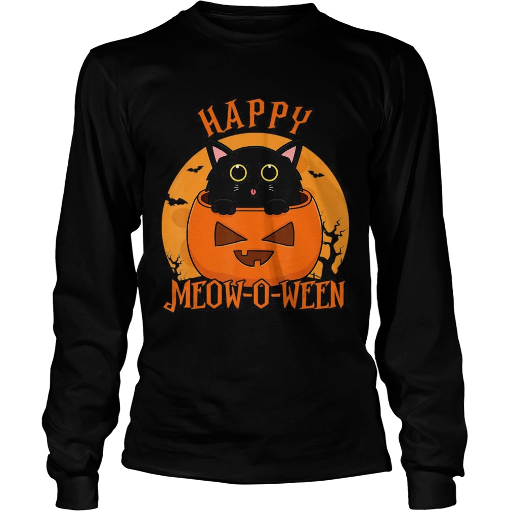 Happy Meow O Ween Blood Moon Halloween Long Sleeve