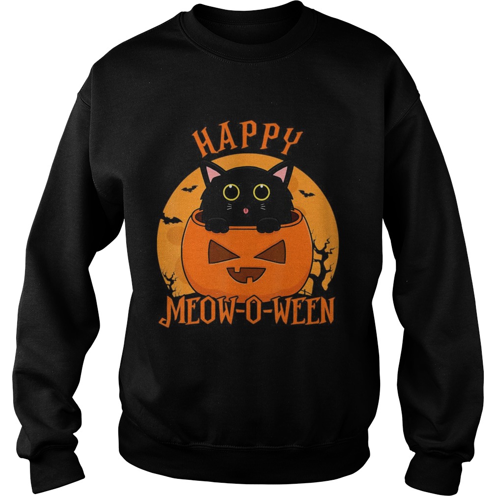 Happy Meow O Ween Blood Moon Halloween Sweatshirt