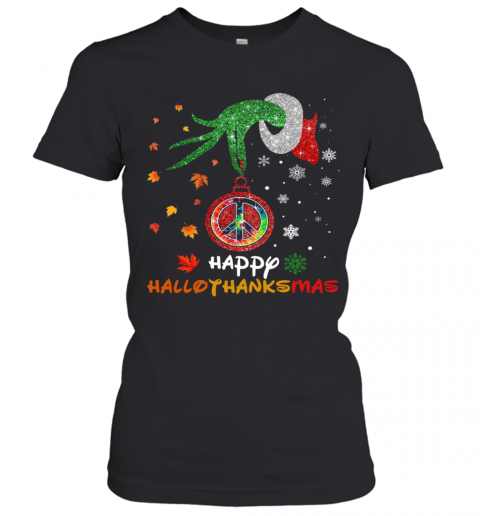 Hippie Grinch Hand Happy Hallothanksmas T-Shirt Classic Women's T-shirt