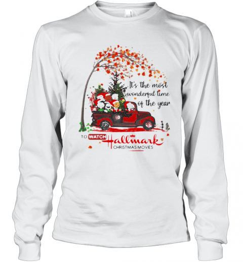 It'S The Most Wonderful Time Of The Year To Watch Hallmark Christmas Movies The Peanuts Leaves Tree T-Shirt Long Sleeved T-shirt 