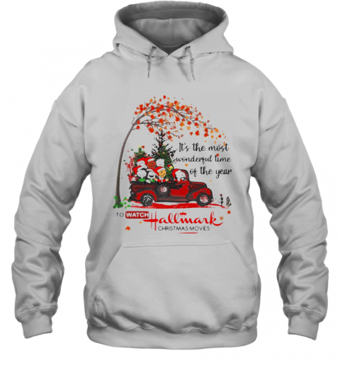 It'S The Most Wonderful Time Of The Year To Watch Hallmark Christmas Movies The Peanuts Leaves Tree T-Shirt Unisex Hoodie