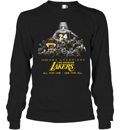 Kobe Bryant 2020 NBA Champions Los Angeles Lakers All For One One For All T-Shirt Long Sleeved T-shirt 