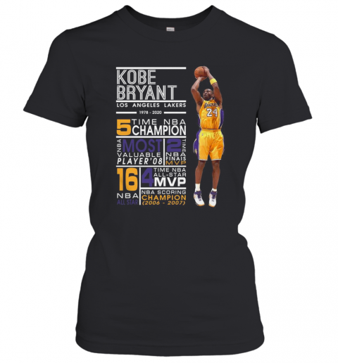 Kobe Bryant Los Angeles Lakers 1978 2020 Time NBA 5 Champion T-Shirt Classic Women's T-shirt