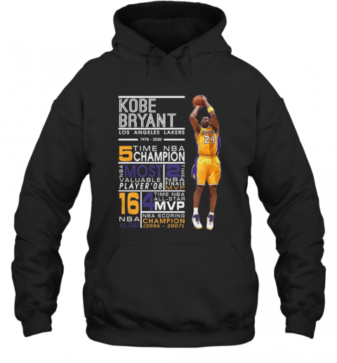 Kobe Bryant Los Angeles Lakers 1978 2020 Time NBA 5 Champion T-Shirt Unisex Hoodie