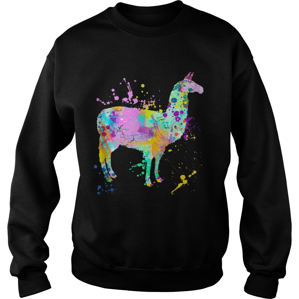 Llama Watercolor Paint Splash Artsy Love Llamas Alpaca Sweatshirt
