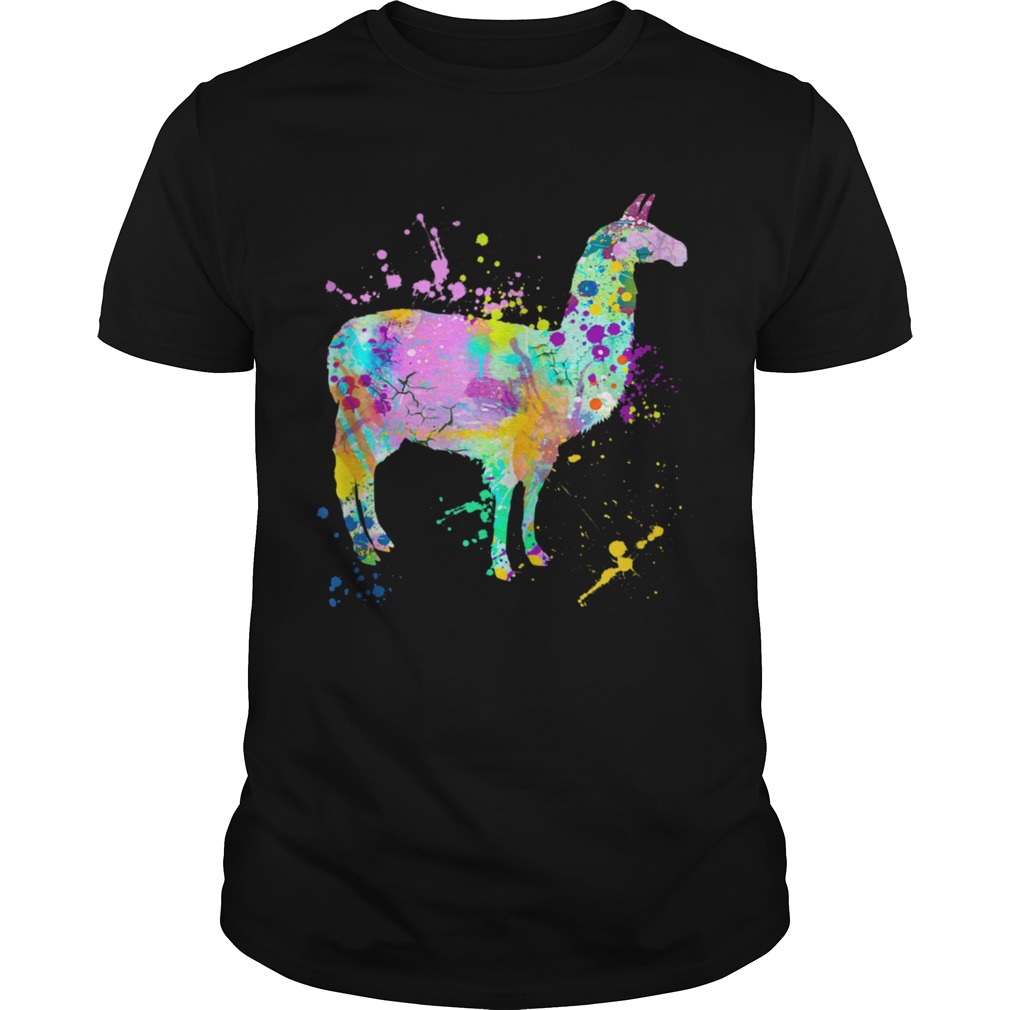 Llama Watercolor Paint Splash Artsy Love Llamas Alpaca shirt