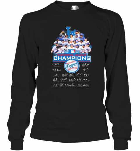 Los Angeles Dodgers 2020 National League Champions Signatures T-Shirt Long Sleeved T-shirt 