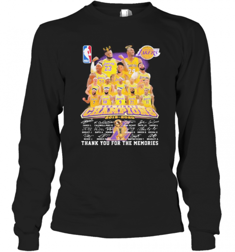 Los Angeles Lakers Nba Finals Champions 2015 2020 Thank For The Memories Signatures T-Shirt Long Sleeved T-shirt 