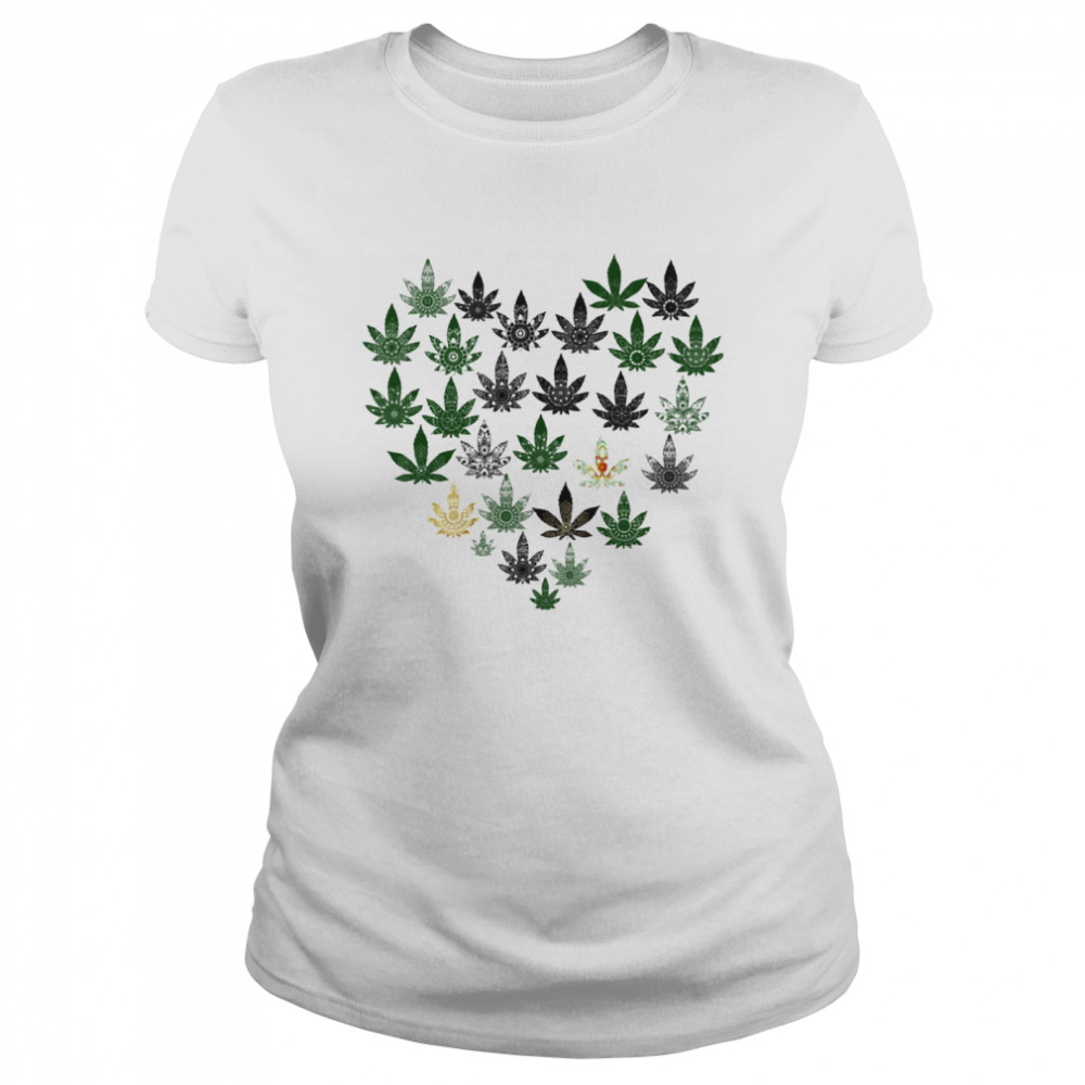 Love weed hippie heart Classic Women's T-shirt
