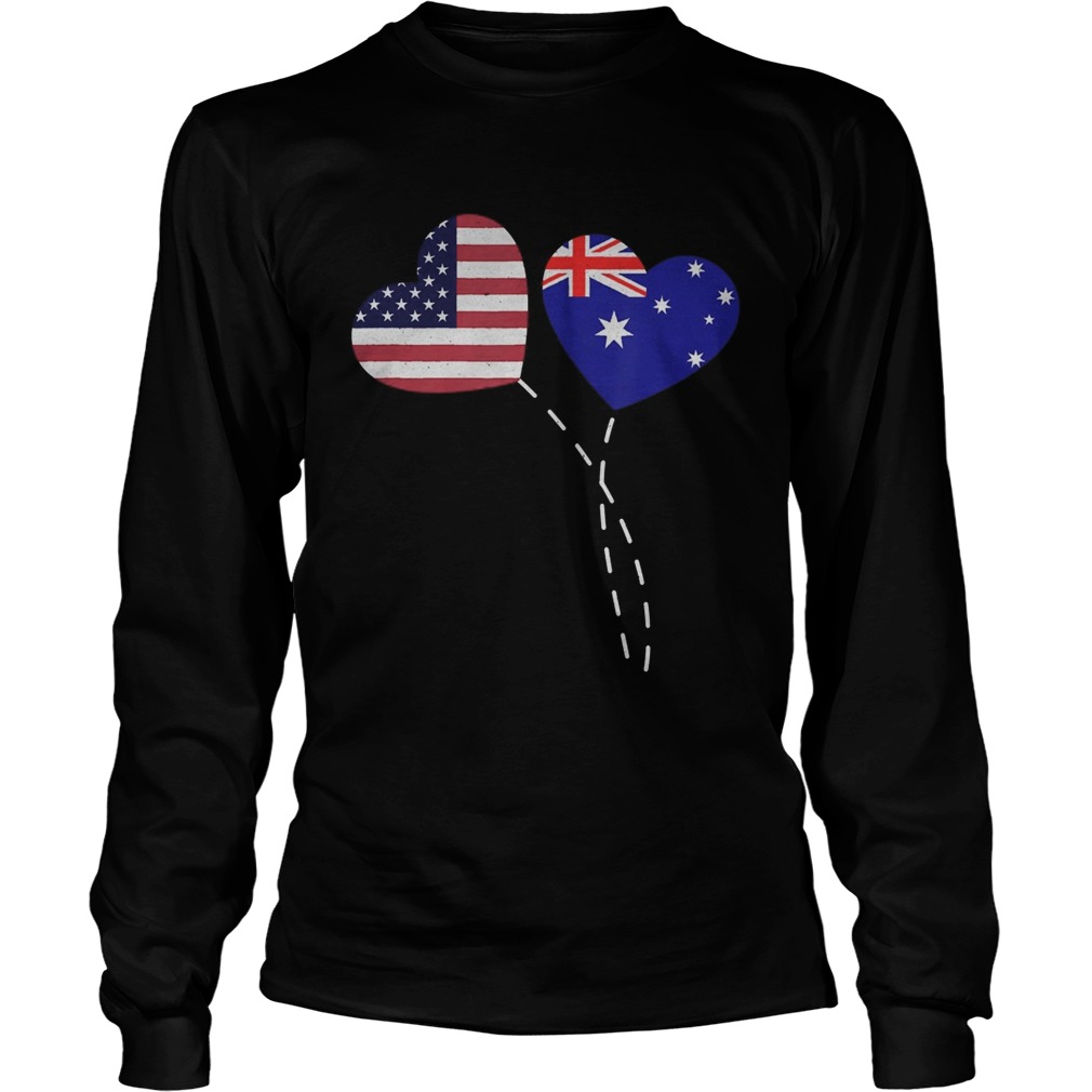 Loving Australia USA Flag Heart Australian Americans Love Long Sleeve