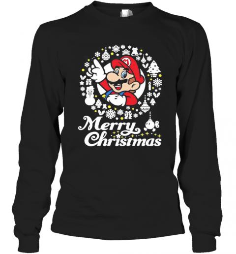 Mario Ugly Merry Christmas T-Shirt Long Sleeved T-shirt 