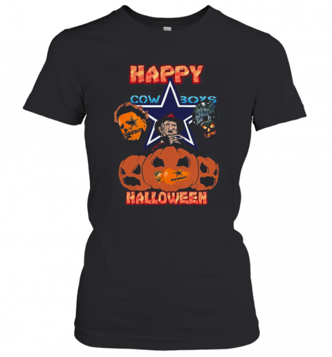 Michael Myers And Freddy Krueger And Jason Voorhees Happy Cow Boys Halloween T-Shirt Classic Women's T-shirt