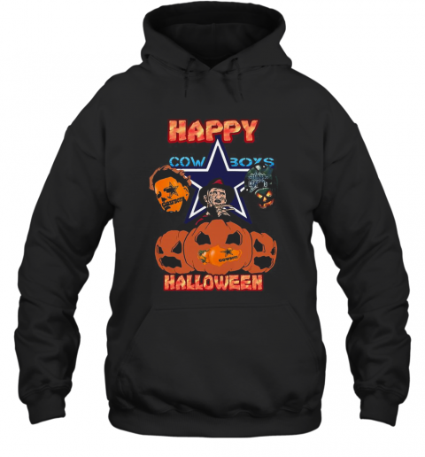 Michael Myers And Freddy Krueger And Jason Voorhees Happy Cow Boys Halloween T-Shirt Unisex Hoodie