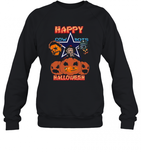 Michael Myers And Freddy Krueger And Jason Voorhees Happy Cow Boys Halloween T-Shirt Unisex Sweatshirt