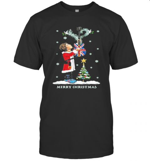 Noel Gallagher Playing Guitar Merry Christmas T-Shirt