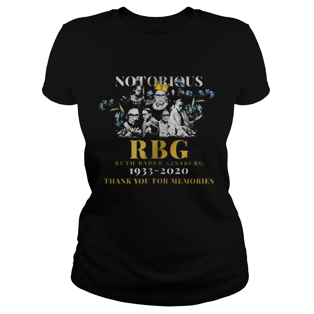 Notorious RBG Ruth Bader Ginsburg 19332020 Thank You For Memories Classic Ladies