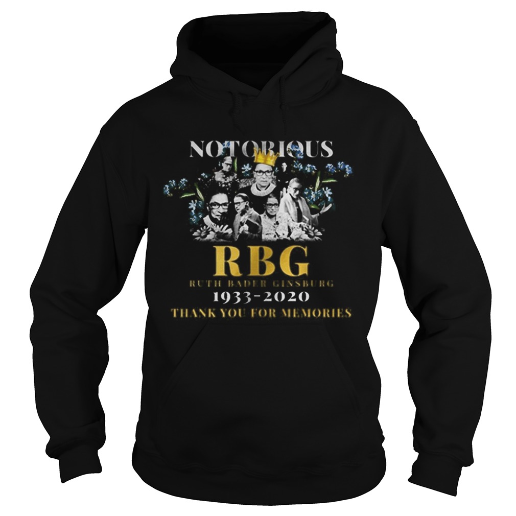 Notorious RBG Ruth Bader Ginsburg 19332020 Thank You For Memories Hoodie
