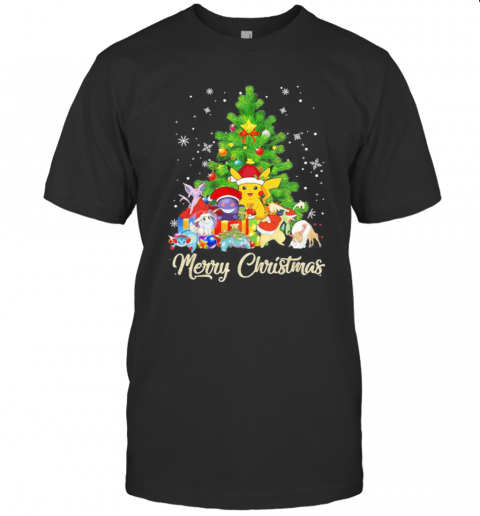 Pikachu Cartoon Merry Christmas Tree T-Shirt Classic Men's T-shirt