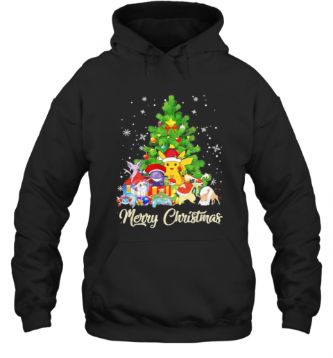 Pikachu Cartoon Merry Christmas Tree T-Shirt Unisex Hoodie