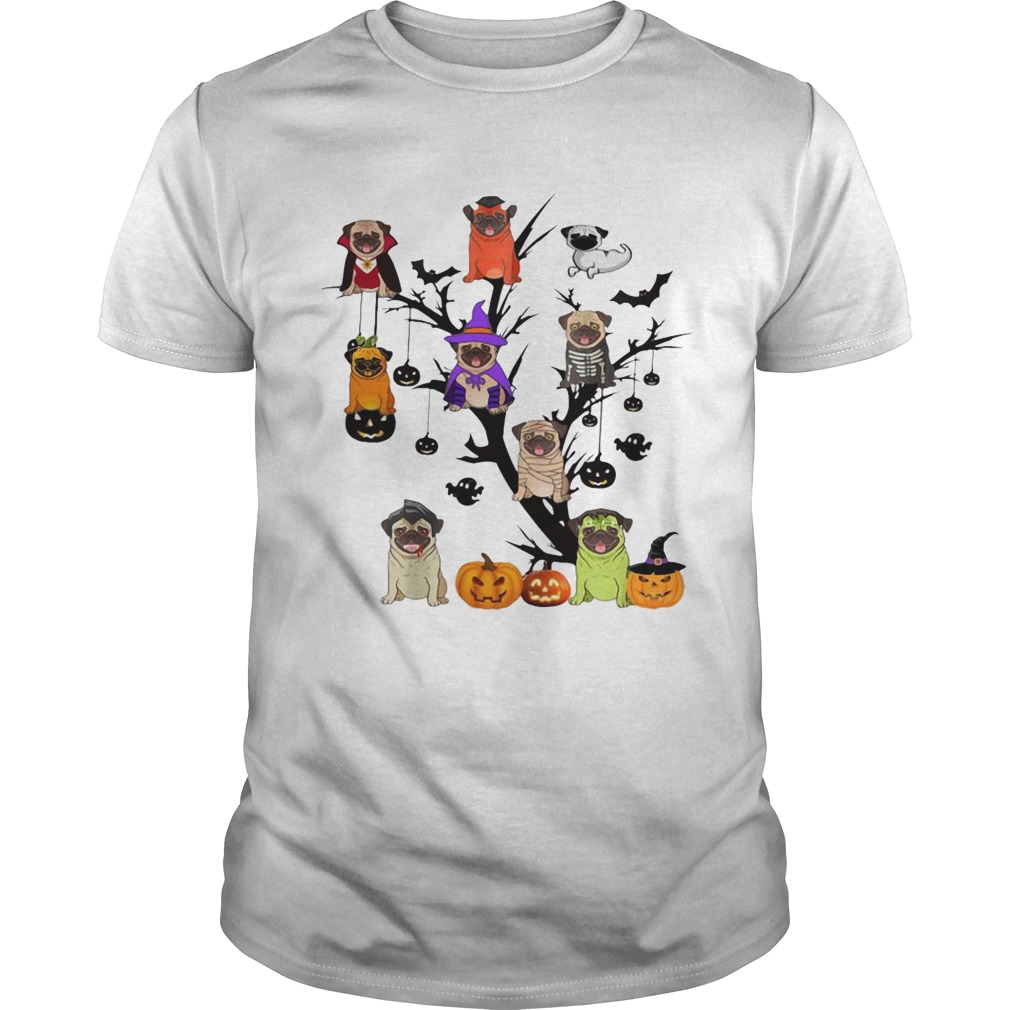 Pug Dog Halloween Tree shirt