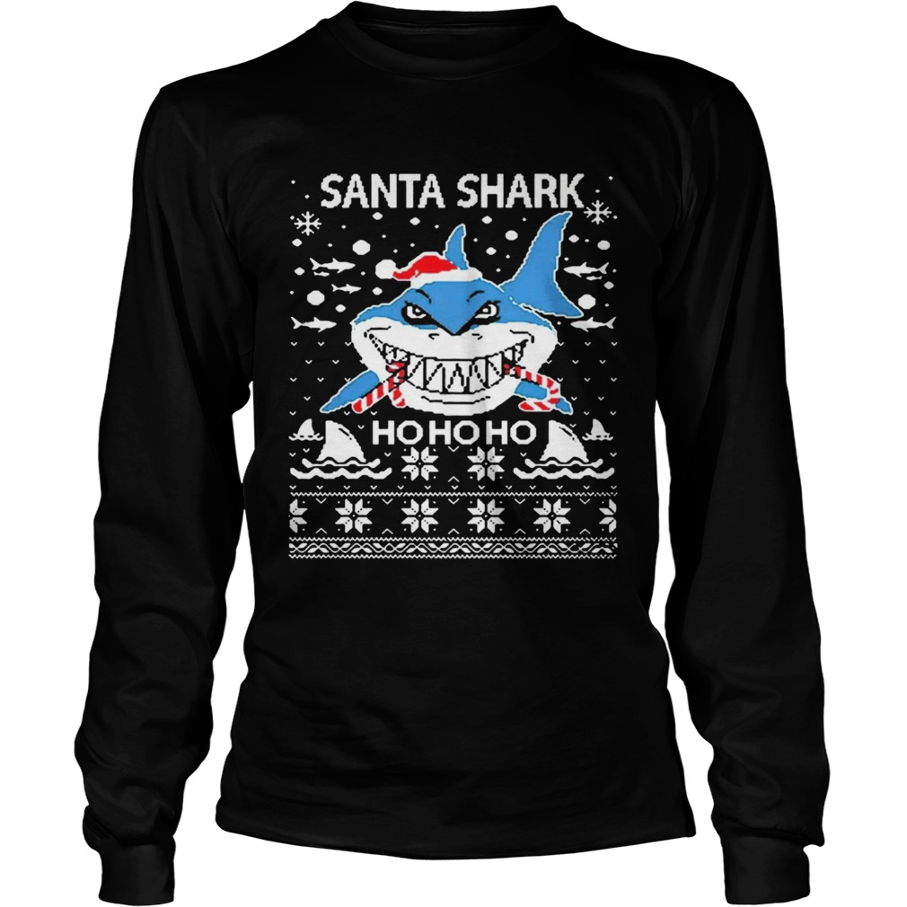 Santa Shark Ho Ho Ho Christmas Long Sleeve