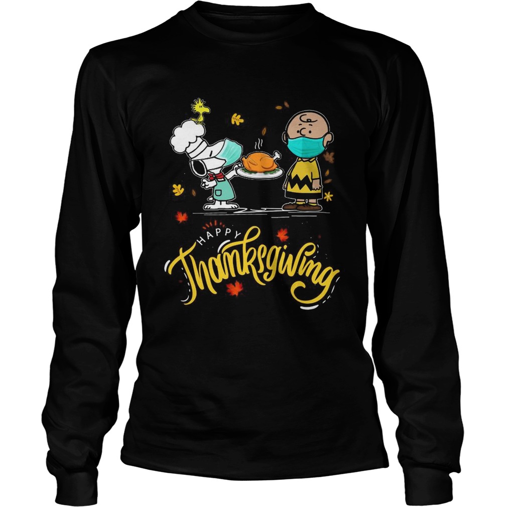 Snoopy And Charlie Brown Face Mask Happy Thanksgiving Long Sleeve
