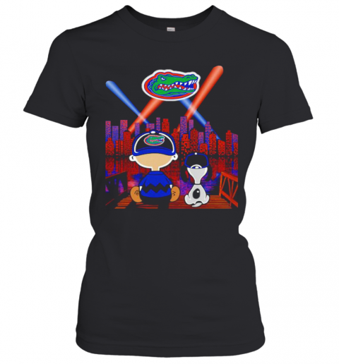 Snoopy And Charlie Brown Watching Florida Gators City By Night T-Shirt Classic Women's T-shirt