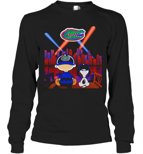 Snoopy And Charlie Brown Watching Florida Gators City By Night T-Shirt Long Sleeved T-shirt 