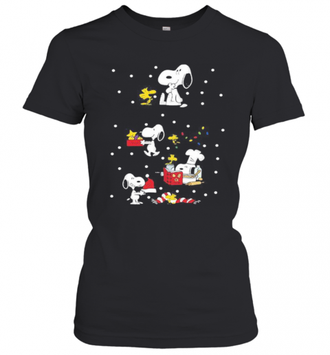 Snoopy And Woodstock Merry Christmas T-Shirt Classic Women's T-shirt