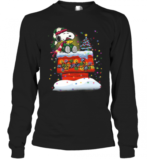 Snoopy And Woodstock Merry Christmas T-Shirt Long Sleeved T-shirt 