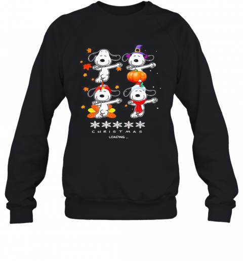 Snoopy Christmas Loading Fall Leaves Map T-Shirt Unisex Sweatshirt