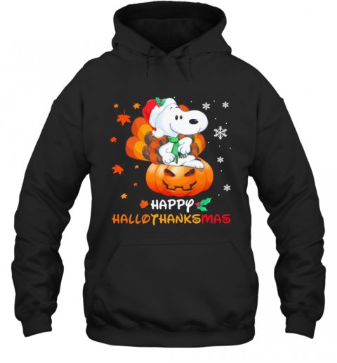Snoopy Happy Hallothanksmas Halloween Thanksgiving Christmas T-Shirt Unisex Hoodie