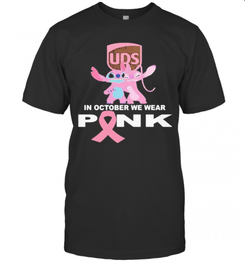 Stitch And Girlfriend Ups In October We Wear Pink Breast Cancer Awareness T-Shirt