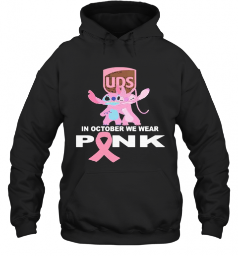 Stitch And Girlfriend Ups In October We Wear Pink Breast Cancer Awareness T-Shirt Unisex Hoodie