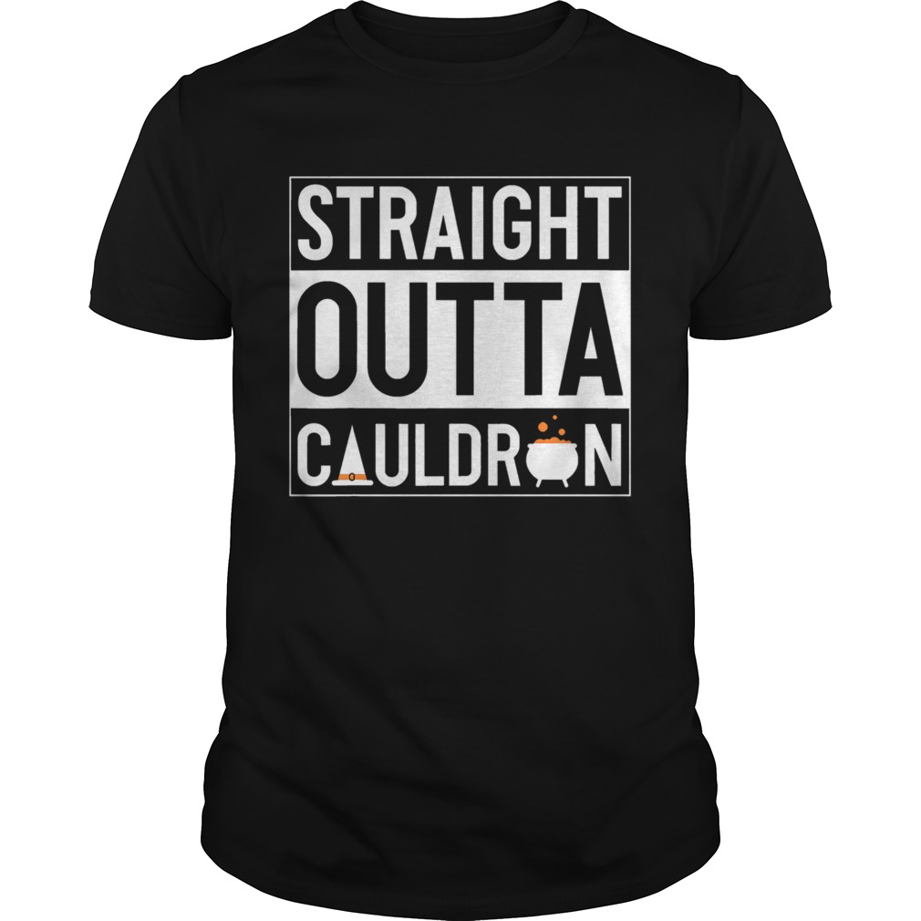 Straight Outta Cauldron Brew Witch Hat Halloween Funny Pun shirt