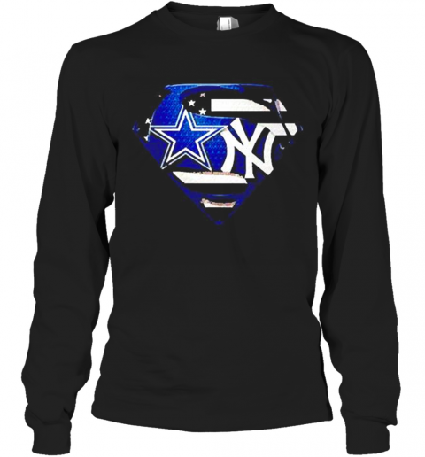 Superman Dallas Cowboys And New York Yankees T-Shirt Long Sleeved T-shirt 