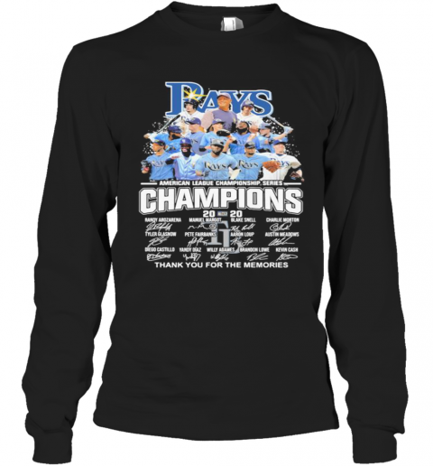 Tampa Bay Rays American League Champions Thank For The Memories Signatures T-Shirt Long Sleeved T-shirt 