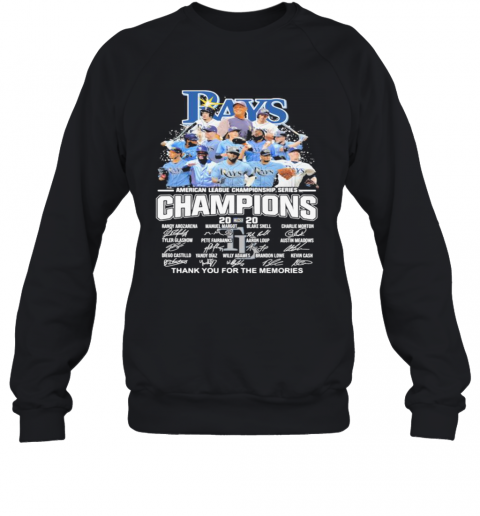 Tampa Bay Rays American League Champions Thank For The Memories Signatures T-Shirt Unisex Sweatshirt