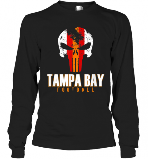 Tampa Bay Varsity Style Retro Football Skull T-Shirt Long Sleeved T-shirt 