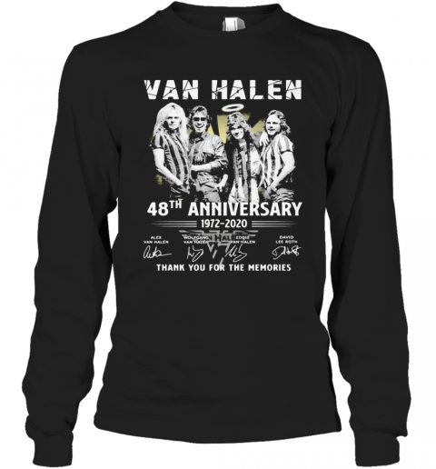 Van Halen 48Th Anniversary 1972 2020 Thank For The Memories Signatures T-Shirt Long Sleeved T-shirt 