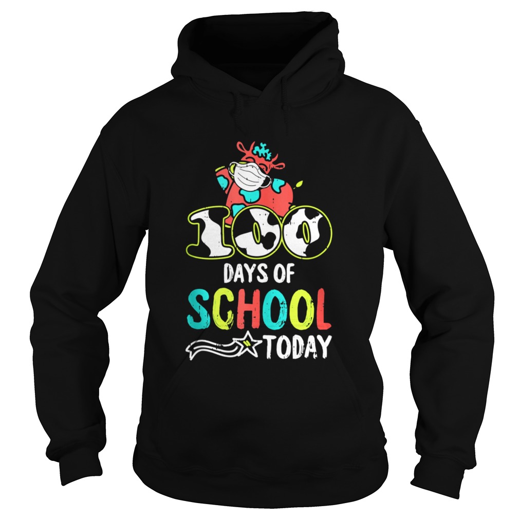 100 Days Of School Today Cow Print Face Mask Quarantine Hoodie