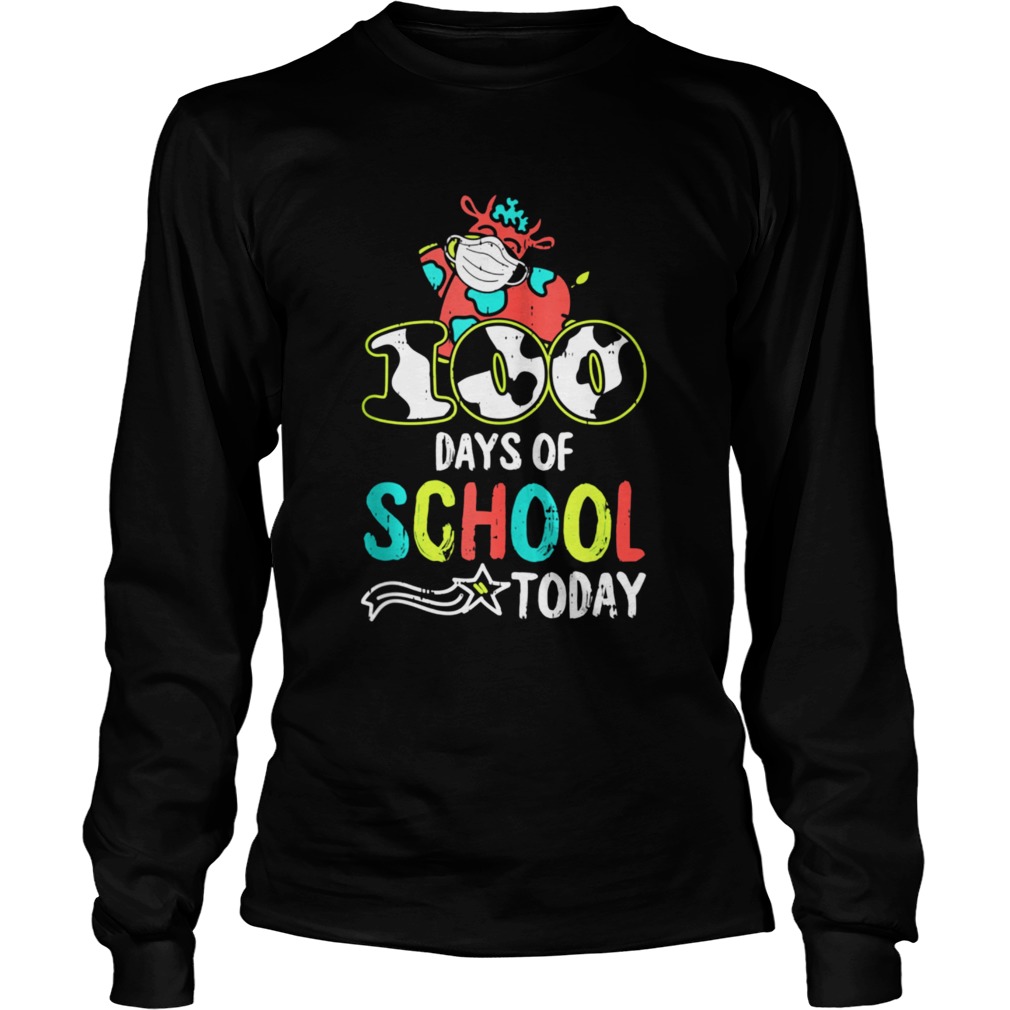 100 Days Of School Today Cow Print Face Mask Quarantine Long Sleeve